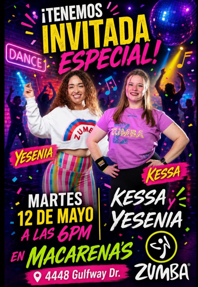 Yesenia and Kessa special Zumba class event poster